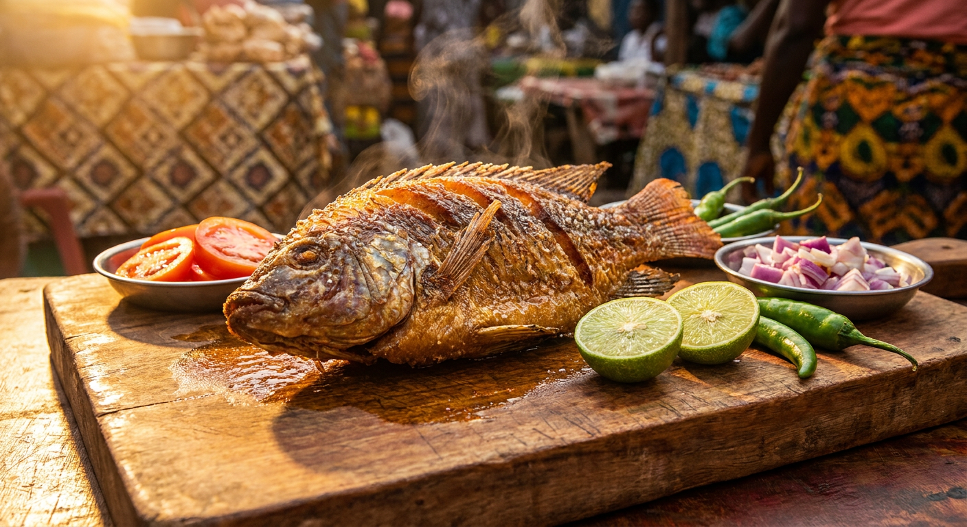 Freshly prepared crispy fish at Etunganun Crave Spot